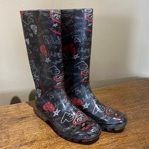 Coach Poppy Rain boots Size 8 Like New